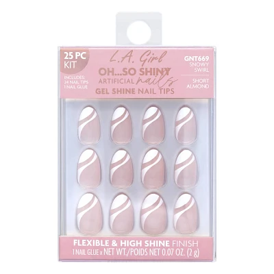 L.A. Girl Oh So Shiny Fake Nails - Snowy Swirl - 25ct