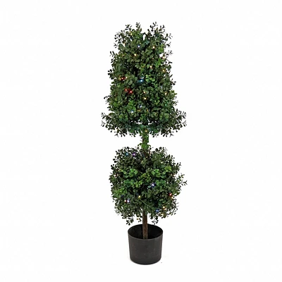 National Tree Company 48 Boxwood Cone and Ball Topiary: Remote-Controlled, Indoor/Outdoor, No Maintenance