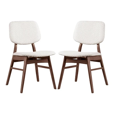 HOMES: Inside + Out Set of 2 Aspen Grove Mid-Century Modern Boucle Dining Chairs Walnut