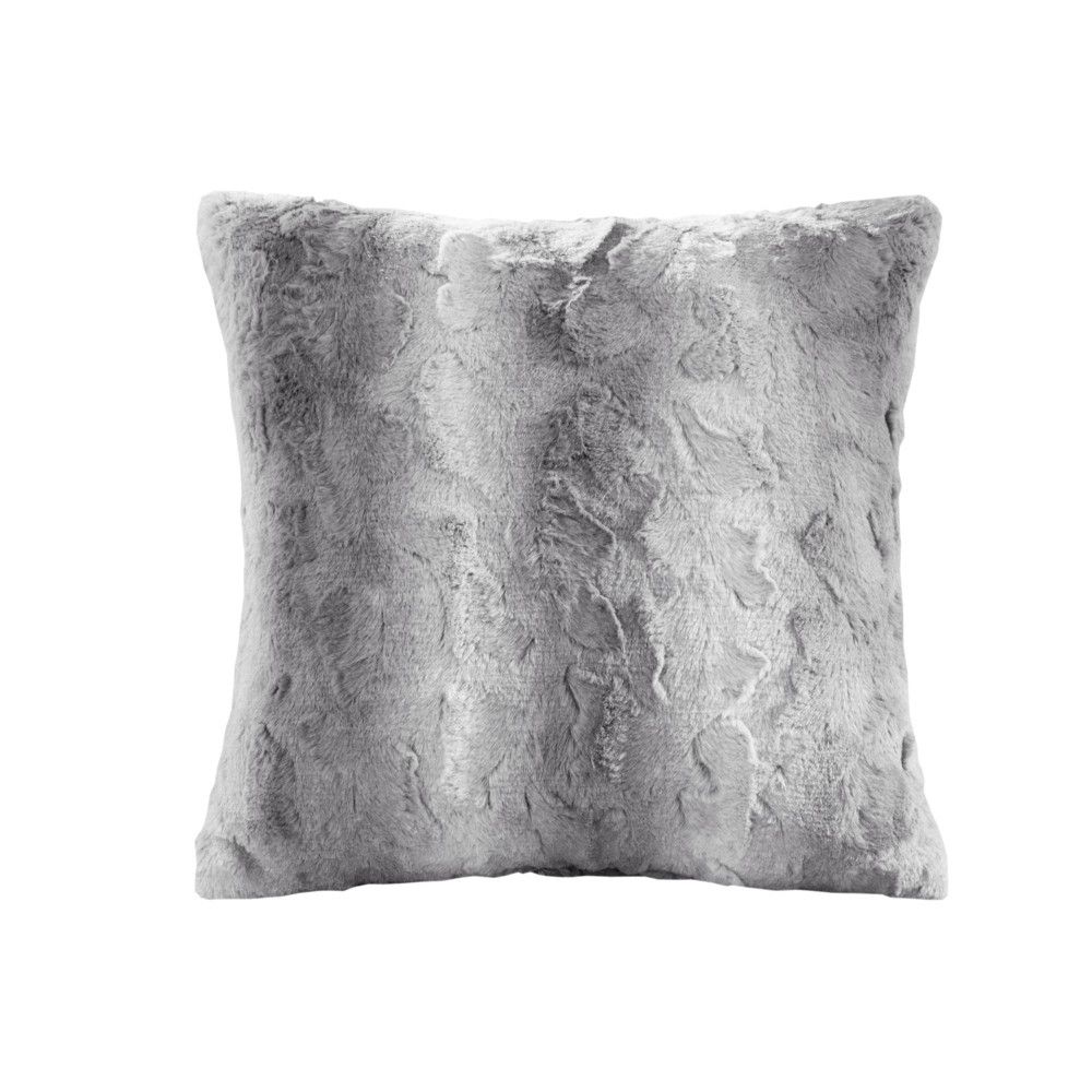 20x20 Oversize Marselle Faux Fur Square Throw Pillow Gray - Madison Park