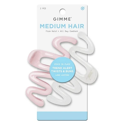 Gimme Beauty Medium Claw Clip - Pink/White - 2pc