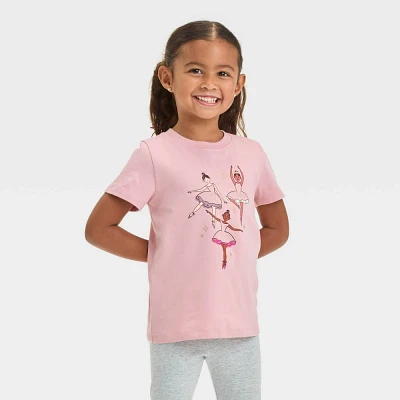 Toddler Girls Short Sleeve Ballerinas Graphic T-Shirt