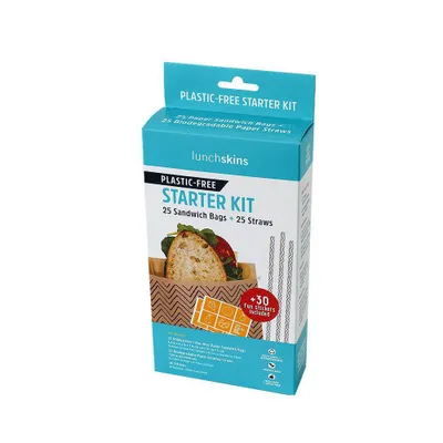 Lunchskins Sandwich Bag and Straw Combo Starter Kit - 5.4oz/25ct