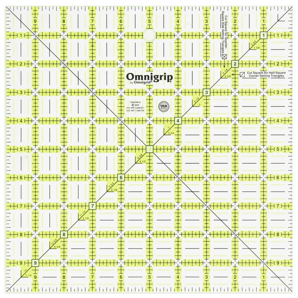 Omnigrid 10 x 10 Non-Slip Square Quilting Ruler