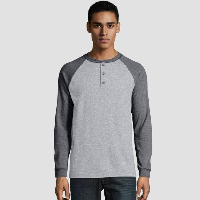 hanes long sleeve henley