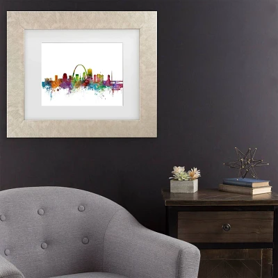 Trademark Fine Art 16x20 Michael Tompsett St. Louis Missouri Skyline Matted Framed Art Cream