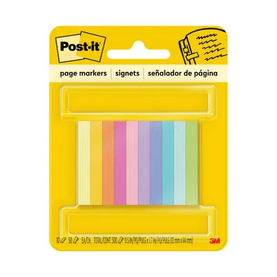 Post-it 10pk 1/2x2 Page Markers Assorted Bright Colors