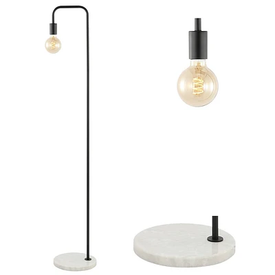 JONATHAN Y Vega 60 Minimalist Edison Metal/Marble Floor Lamp: Solid Marble Base, ETL Listed