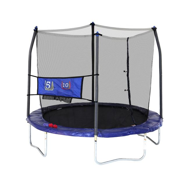 Skywlker Trampolines 8 Round Jump-N-Toss Trampoline with Enclosure - Blue