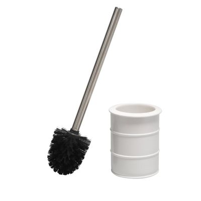 Modern Ridged Metal Toilet Brush White - Elle Dcor: Stainless Steel & Polypropylene, 15.75 Tall Bathroom Accessory