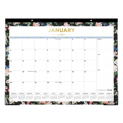 Day Designer 2025 Monthly DeskPad 17.05x21.97 Rose Garden