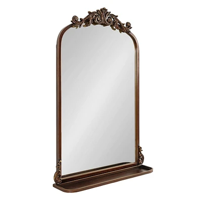 Kate & Laurel All Things Decor 21x32 Arendahl Traditional Arch Mirror with Shelf Bronze: Elegant Wall-Mounted Metal Frame