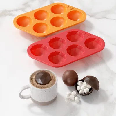 Koji set/2 Chocolate Bomb Mold: Silicone Cocoa & Hot Chocolate Bombs Molds, 12 Cavities, Dishwasher-Safe, Red/Orange