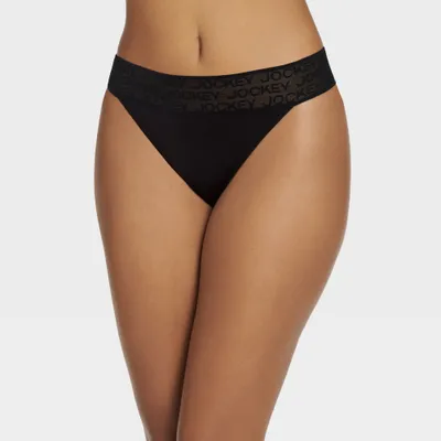 Jockey Generation Womens oft Touch Logo Thong - Black