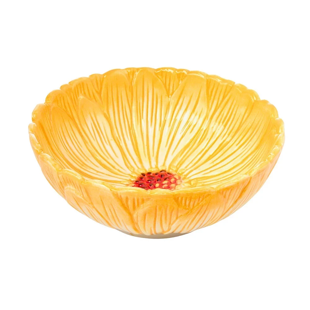 Godinger Silver 20oz Poppy Flower Cereal Bowl Yellow