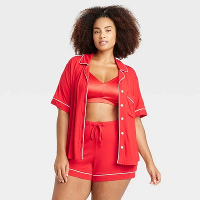 Women Cloud Knit Short Sleeve Top and Short Pajama Set