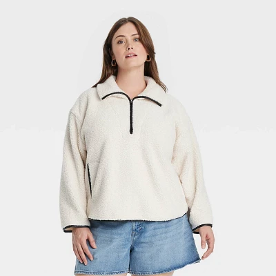 Womens Fleece Quarter Zip-Up Sweatshirt