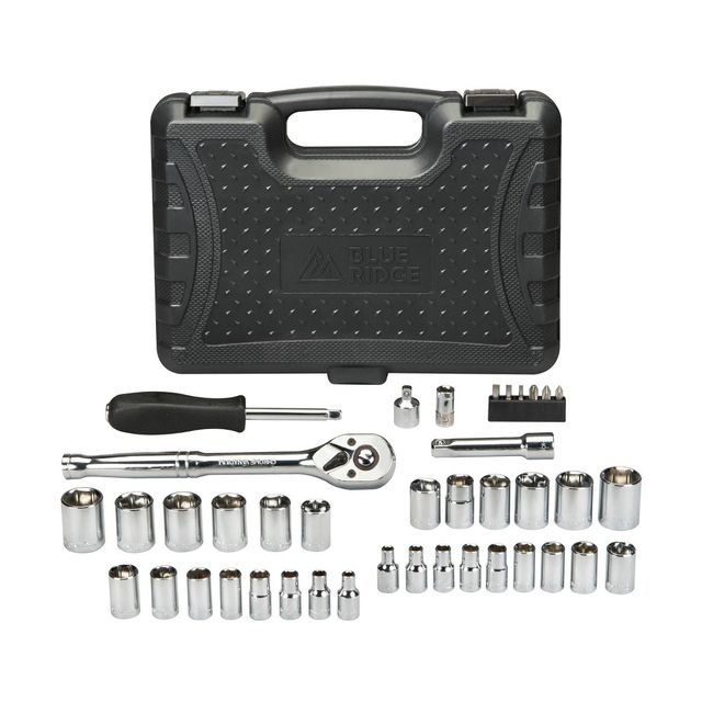 Blue Ridge Tools 41pc Mechanics Socket Kit: Steel Non-Powered Hand Tool Set with Storage Tray