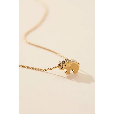 Tiny Tag 14K Gold Ion Plated Elephant Chain Necklace - Gold