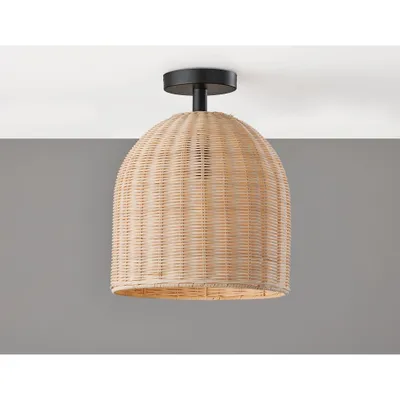 Bahama Flush Mount Pendant Dark Bronze - Adesso: Inverted Basket, Woven Rattan, Damp Rated