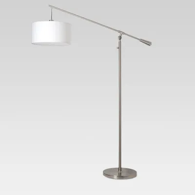 Cantilever Floor Lamp Nickel (Includes LED Light Bulb) - Threshold: Adjustable, Swing Arm, ETL Listed