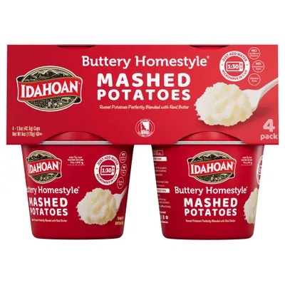 Idahoan Gluten Free Buttery Homestyle Microwavable Mashed Potato Cups - 6oz/4ct