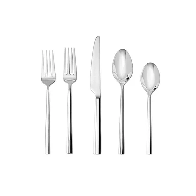 Fortessa Tableware Solutions 20pc Orson Stainless Steel Flatware Set: Modern Silverware, Service for 4, Dishwasher-Safe