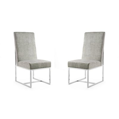 Set of 2 Element Velvet Dining Chairs Steel - Manhattan Comfort