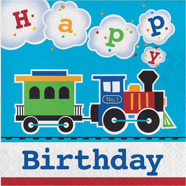 48ct All Aboard Train Birthday Napkins