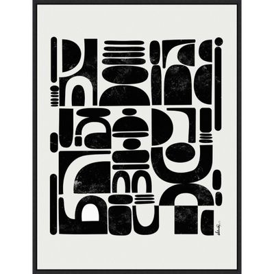 22 x 30 Fragmented by Ishita Banerjee Framed Canvas Wall Art Black - Amanti Art: Modern Decor, Geometric Lithograph, Vertical Layout