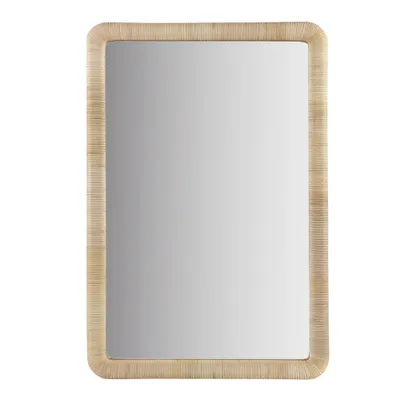 Nova Natural Rattan Rectangle Wall Mirror - Ink+Ivy: Modern Style, Polystyrene Frame, Wall Mount