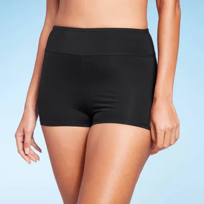 Womens Tummy Control High Waist Swim Shorts - Kona Sol Black