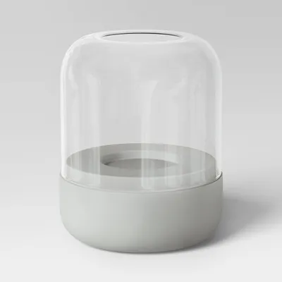 7.68x6.5 Pillar Concrete/Glass Small Lantern Candle Holder Gray - Threshold