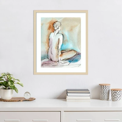 Amanti Art Watercolor Gesture Study I by Ethan Harper Wood Framed Wall Art Print