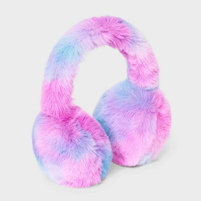 Girl Tie-Dye Faux Fur Earmuff - Cat & Jack Purple/Pink/Blue