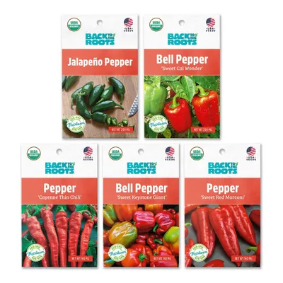 Back to the Roots 5pk Organic Peppers Seeds Variety