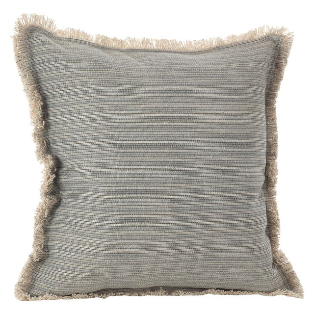 20x20 Canberra Fringed Moroccan Throw Pillow Blue/Gray - Saro Lifestyle: Contemporary Square Cotton Cushion