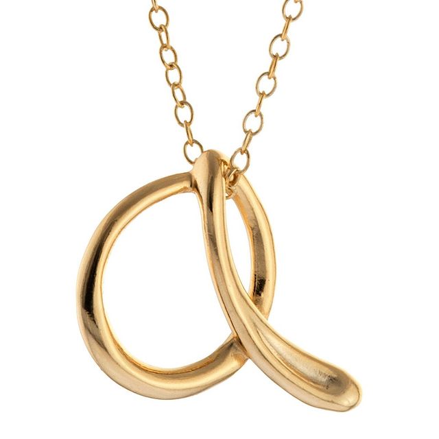 Womens Gold Plated Letter A Pendant - Gold (18)