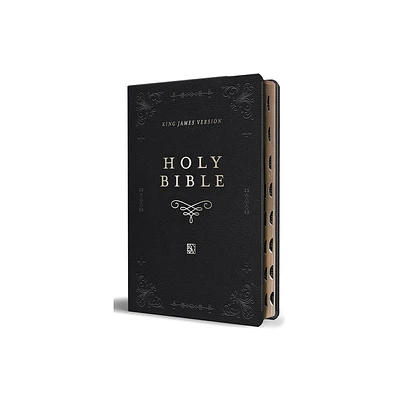 KJV Holy Bible, Giant Print Thinline Large Format, Black Premium Imitation Leath Er with Ribbon Marker, Red Letter, and Thumb Index - (Paperback)