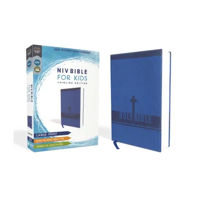 Niv, Bible for Kids, Large Print, Leathersoft, Blue, Red Letter, Comfort Print - by Zondervan (Leather Bound)