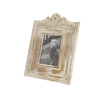 14x11 Wooden Scroll Handmade Intricate Carved 1 Slot Photo Frame White - Olivia & May