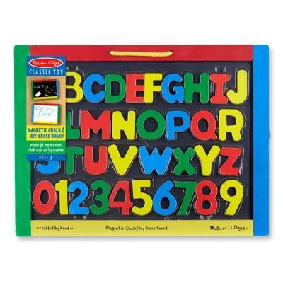 Melissa & Doug Magnetic Chalkboard and Dry-Erase Board With 36 Magnets, Chalk, Eraser, and Dry-Erase Pen