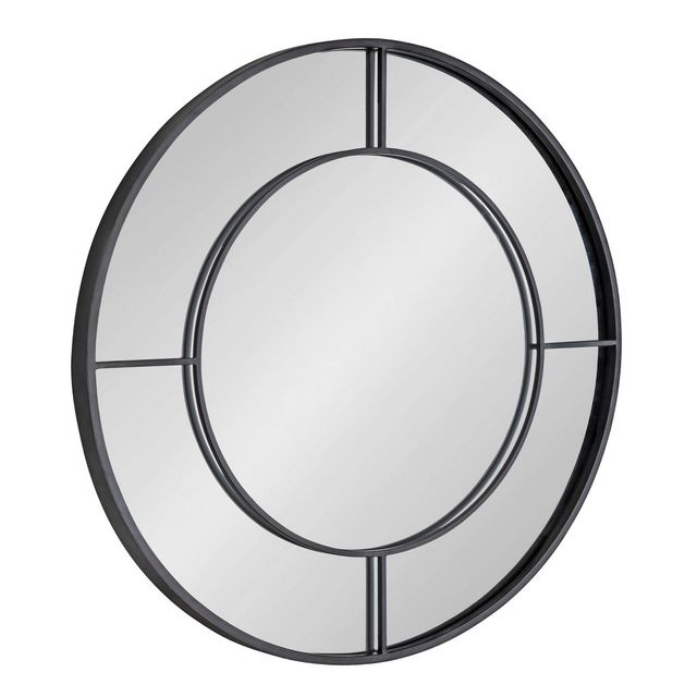 30 Kaveena Round Wall Mirror Black - Kate & Laurel All Things Decor: Modern Metal Frame, No Assembly Required