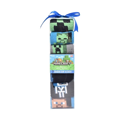 Kids Minecraft 7 Days of Cozy Christmas Crew Socks