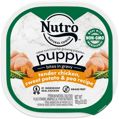 Nutro Grain Free Bites In Gravy Puppy Wet Dog Food Tender Chicken, Sweet Potato & Pea Recipe - 3.5oz