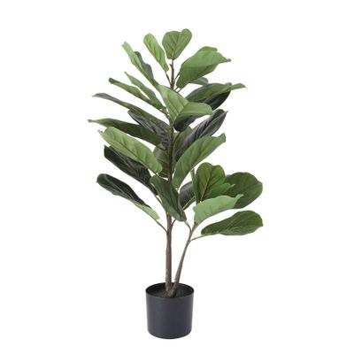 3 Artificial Faux Fiddle Fig Leaf Plant Tree in Pot - Storied Home