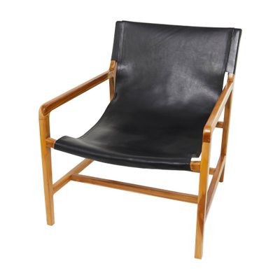 Contemporary Modern Genuine Leather Lounge Sling Chair - & May