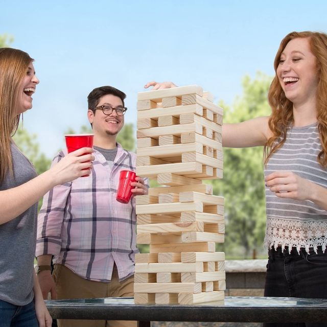 Hey! Play! Nontraditional Giant Wooden Blocks Tower Stacking Game