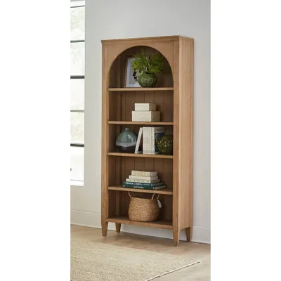 Martin Furniture 78 Modern Wood Open Bookcase Laurel Collection Light Brown: No Assembly, 3-Tier Storage