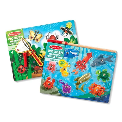 Melissa & Doug Magnetic Wooden Puzzle Game Set: Fishing and Bug Catching